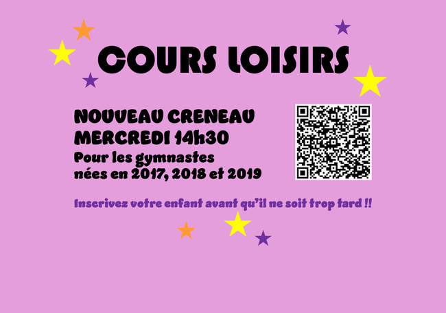 COURS LOISIRS _ NOUVELLES PLACES DISPONIBLES ! Cliquez sur l'image ! COURS LOISIRS _ NOUVELLES PLACES DISPONIBLES ! Cliquez sur l'image !
